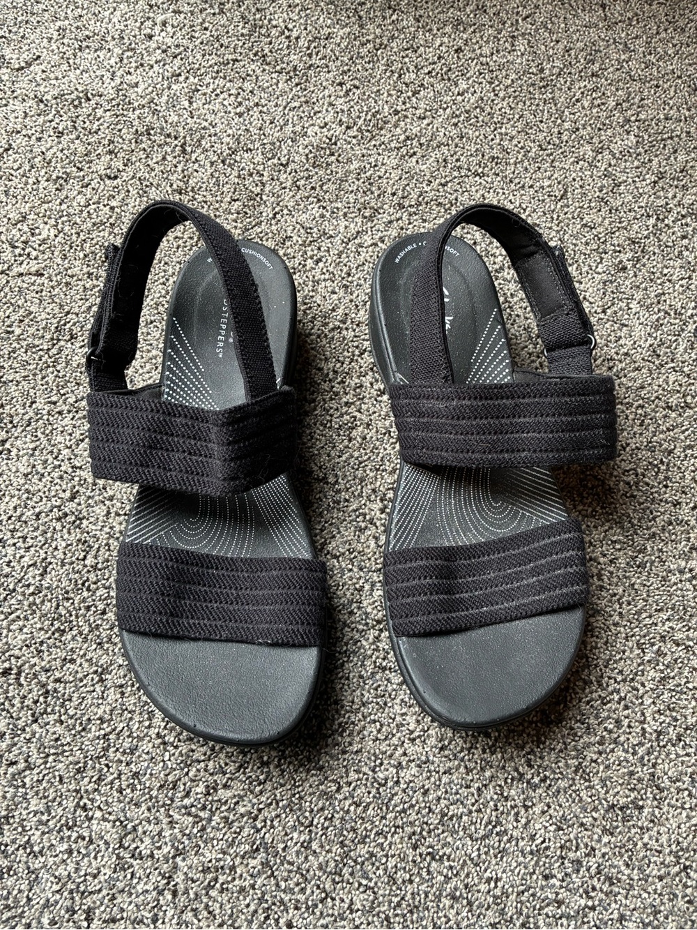 Clarks Cloudsteppers Arla Stroll Black Sandals, Size 9.5 M